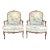 Vintage Pair of Louis XV Style Floral Upholstered Bergère Accent Chairs in English Traditional Style For Sale