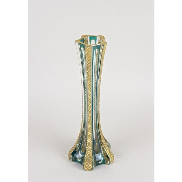 20th Century Murano Glass Vase with Green and Gilt Accents, Italy, 1930s For Sale - Image 3 of 18