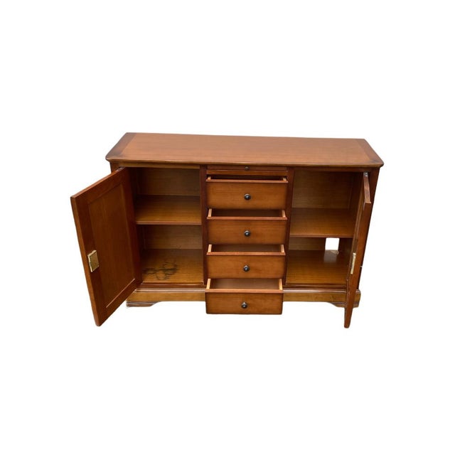 Small Louis Philippe Cherrywood Sideboard with 2 Doors and 4 Drawers, 1960s For Sale - Image 3 of 9