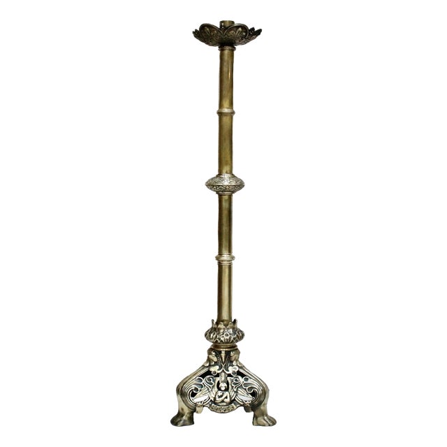 Victorian Brass Altar Candlestick, 1880s For Sale