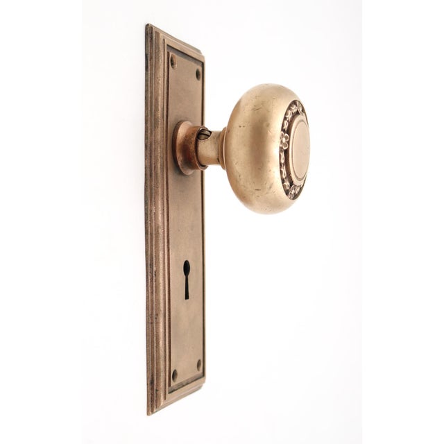 Vintage Floral Brass Dummy Door Knob Set For Sale - Image 4 of 7