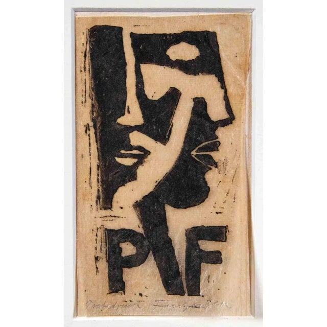 Ex Libris PF is a woodcut print by Michel Fingesten, realized in 1936. Hand signed, included a white cardboard passpartout...