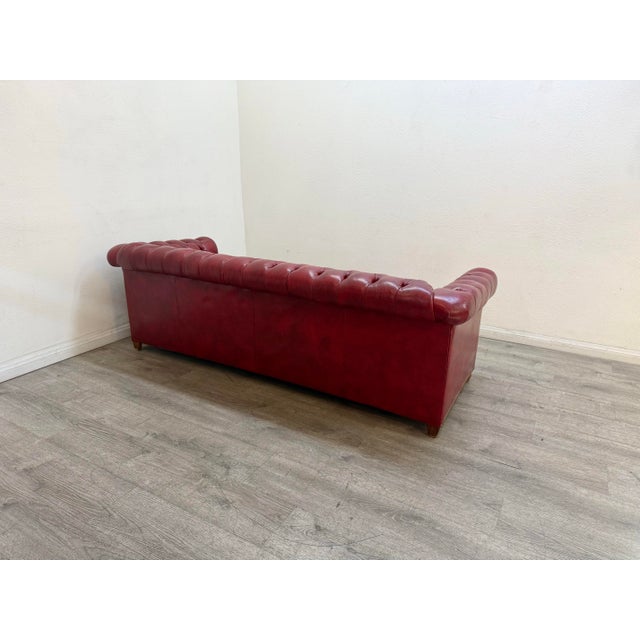 Red Chesterfield Leather Sofa For Sale - Image 11 of 11