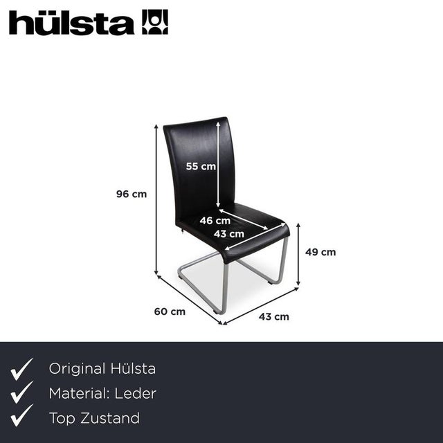 Modern D2 Chairs in Black Leather from Hülsta, Set of 6 For Sale - Image 3 of 18