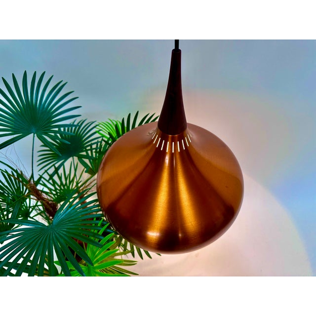 Mid-Century Modern Early Model Orient / P2 Copper Hanging Lamp by Jo Hammerborg for Fog & Mørup, Denmark, 1963 For Sale - Image 3 of 17