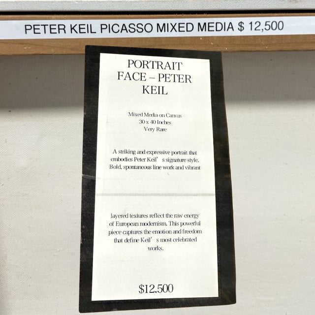 Textile Late 20th Century Peter Keil “Portrait Face” Original Mixed Media on Canvas, 30" X 40" For Sale - Image 7 of 8