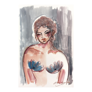 Portrait - Figurative Elegant Feminine Watercolor Portrait Painting on Paper Original Artwork by Ama Liyanage