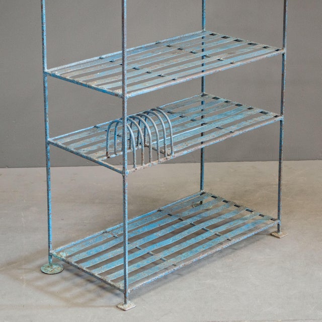 Indian Late 20th Century Vintage Blue Painted Purpose Built Store Rack / Shelving For Sale - Image 3 of 12