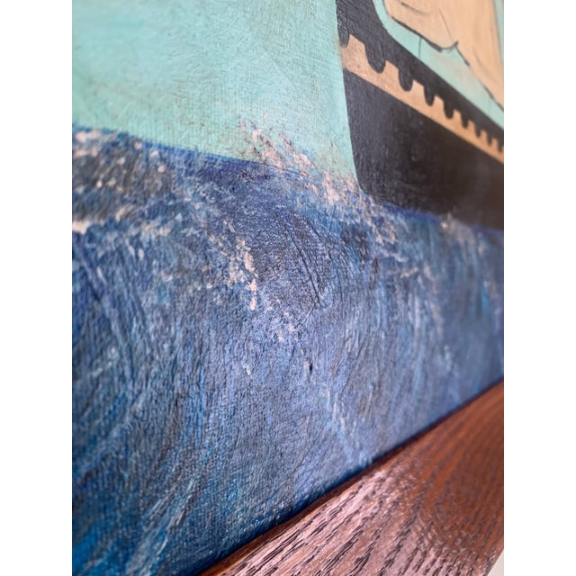 Traditional Contemporary Impressionist Style Seascape Painting on Canvas, Framed For Sale - Image 3 of 6