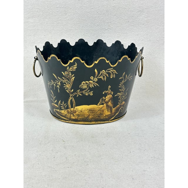 Vintage Chinoiserie Toleware Cachepot For Sale In New Orleans - Image 6 of 8