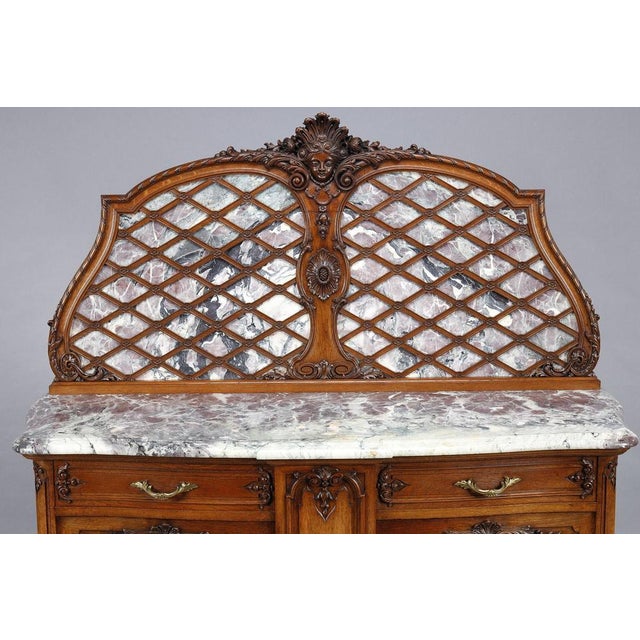 Regency Sideboards in Molded Oak and Marble, 1920s, Set of 2 For Sale - Image 9 of 18