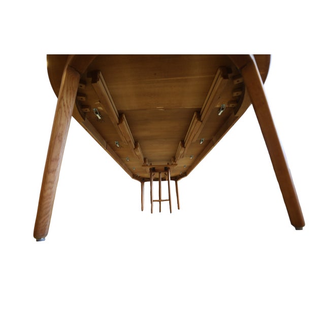 Round Oak Model 62 Dining Table by Henning Kjærnulf for Sorø Stolefabrik, Denmark, 1960s For Sale - Image 15 of 18