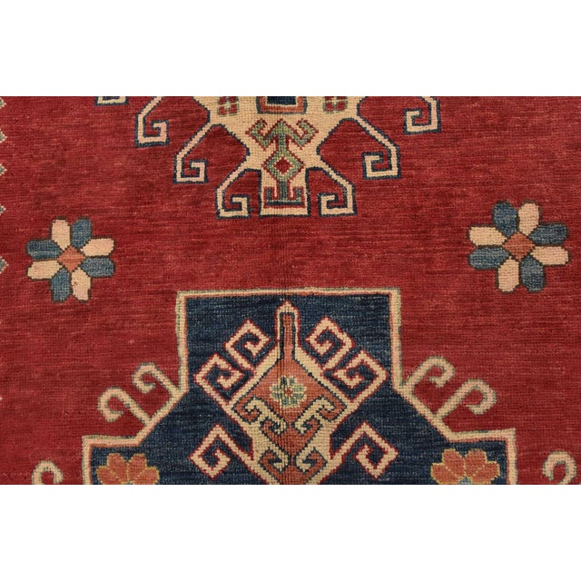 Textile Kazak Rug 10’6” X 14’7” Red Wool Tribal Hand-Knotted Oriental Carpet For Sale - Image 7 of 15