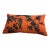 Orange + Dark Green Embroidered Lumbar Pillow For Sale