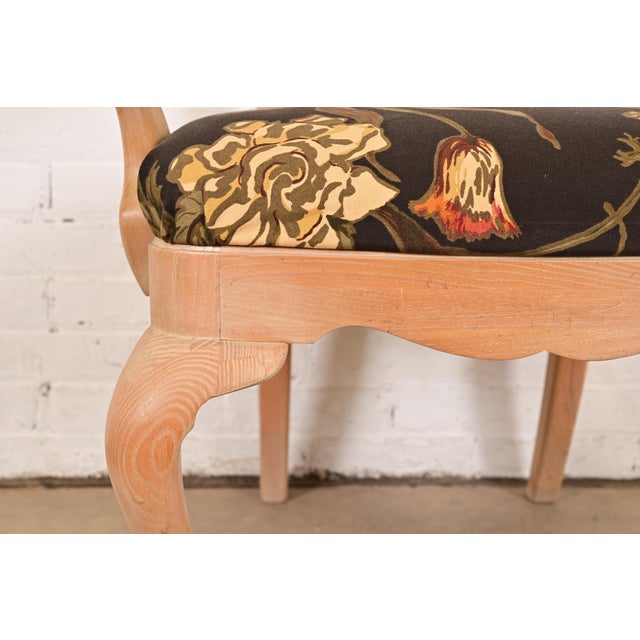 Brown Drexel Heritage Queen Anne Carved Oak and Burl Wood Armchairs, Pair For Sale - Image 8 of 13