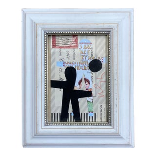 Contemporary Original Wayne Cunningham Abstract “Hands Across America “Small Collage Tabletop Frame For Sale