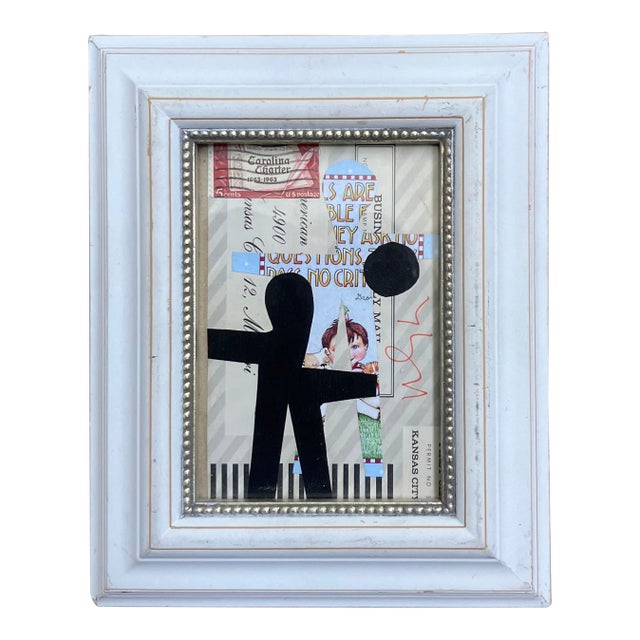 Contemporary Original Wayne Cunningham Abstract “Hands Across America “Small Collage Tabletop Frame For Sale