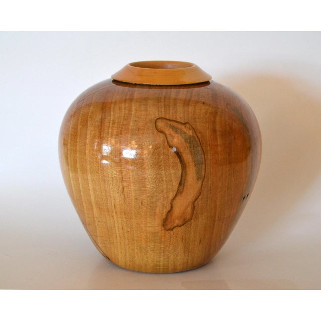 Decorative Folk Art Handcrafted Exotic Wood Lacquered Belly Flower Vase For Sale - Image 10 of 10