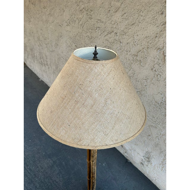 Beige Bamboo and Wrought Iron Floor Lamp For Sale - Image 8 of 12