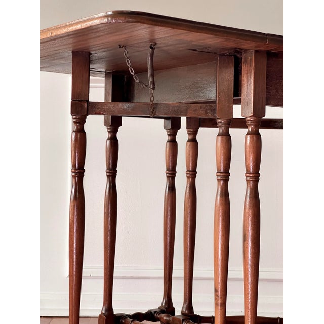 Antique English Walnut Gate Leg Occasional Table, Rectangular, 1920s For Sale - Image 12 of 16