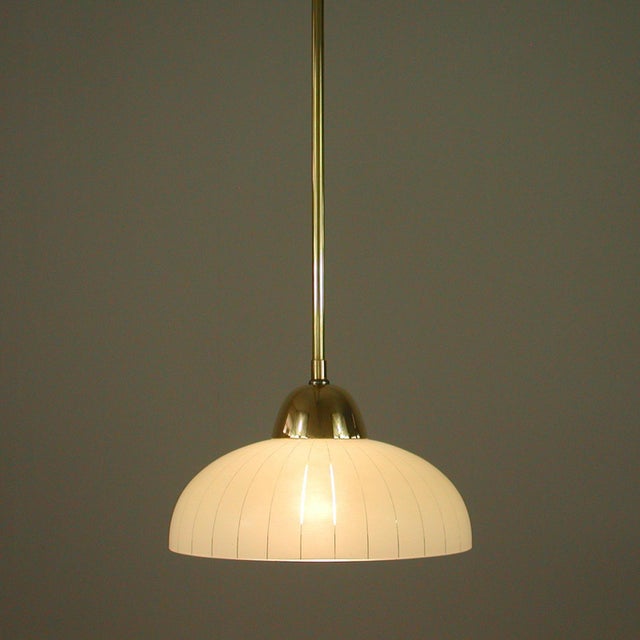 Swedish Striped Glass and Brass Pendants, 1950s, Set of 2 For Sale - Image 9 of 16