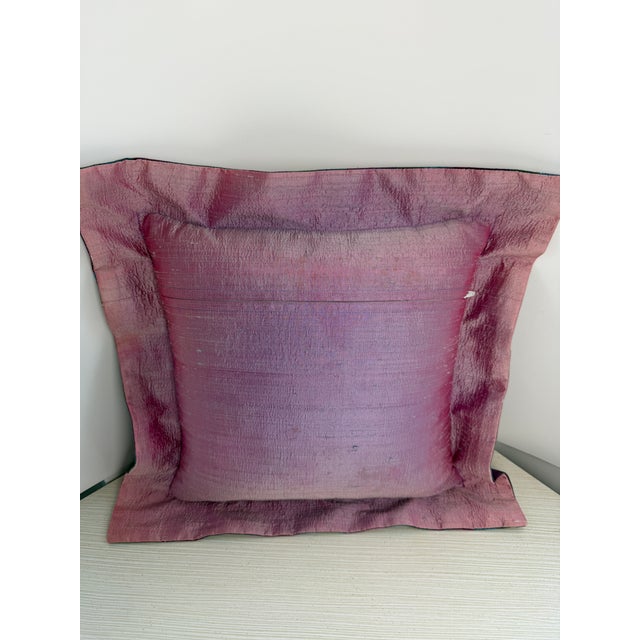 2010s Needlepoint Hydrangea Pillow Cover Only Fits 12" Form Blue Purple Green Handmade For Sale - Image 5 of 7