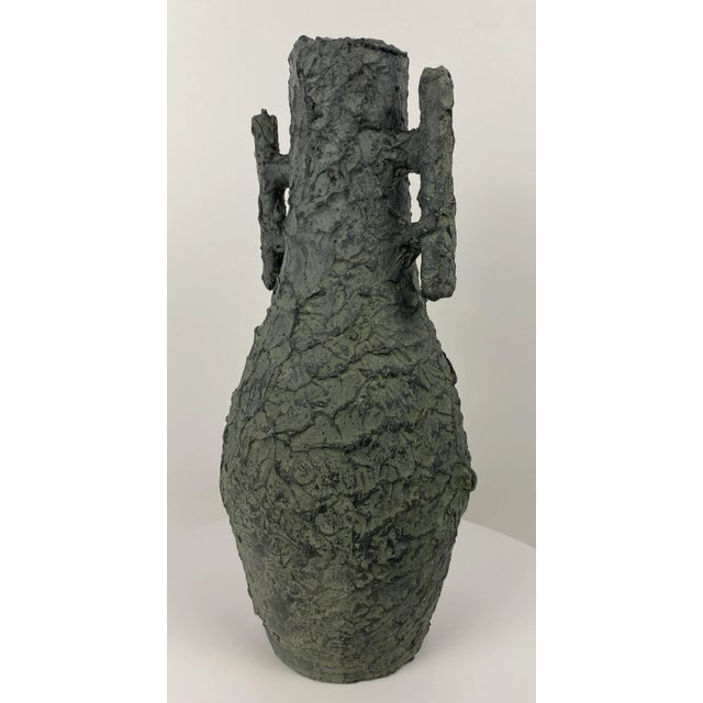 Vintage French Art Brut Ceramic Vase with Expressive Lava Texture attributed to a Vallauris studio pottery maker. This...