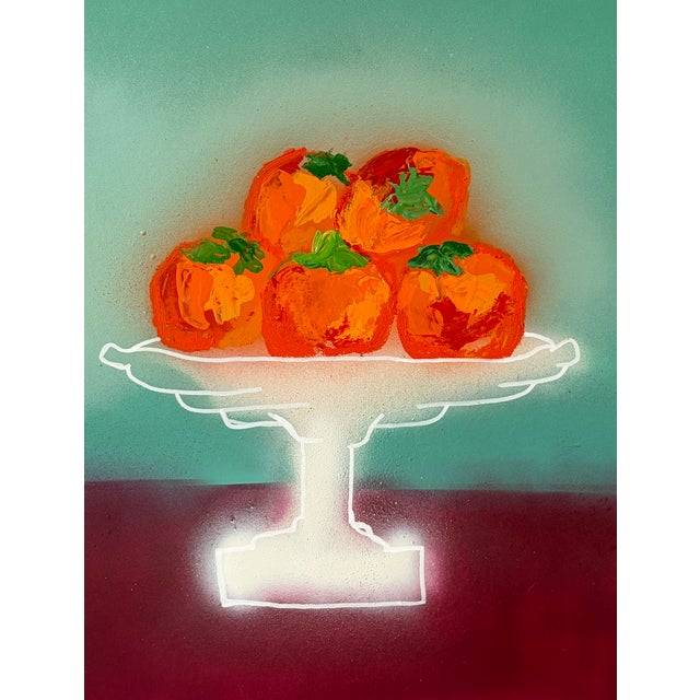 Contemporary Quince Persimmone Fruit Bowls No.1 Contemporary Still Life For Sale - Image 3 of 5