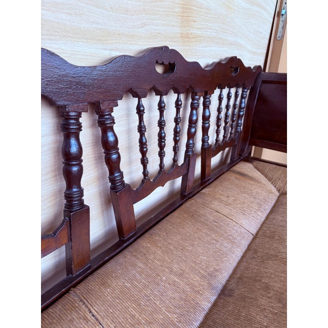 20th Century Large Catalan Bench in Walnut with Caned Seat For Sale - Image 12 of 18