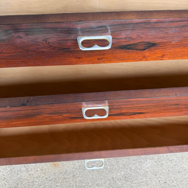 Mid 20th Century Pair of Jack Cartwright for Founders Rosewood Three Drawer Chests For Sale - Image 5 of 12