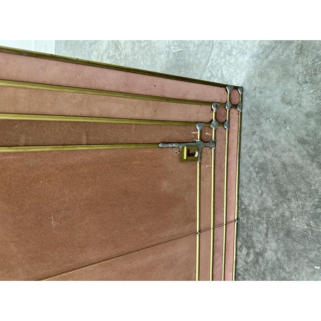 Large Brass Beveled Facet Cut Rectangular Mirror, 1980s For Sale - Image 6 of 13