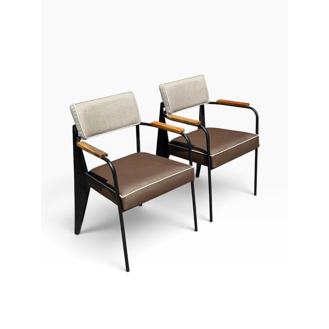 Jean Prouvé Pair of Vintage Art Deco Jean Prouvé Direction Armchairs W Shagreen Seats For Sale - Image 4 of 4