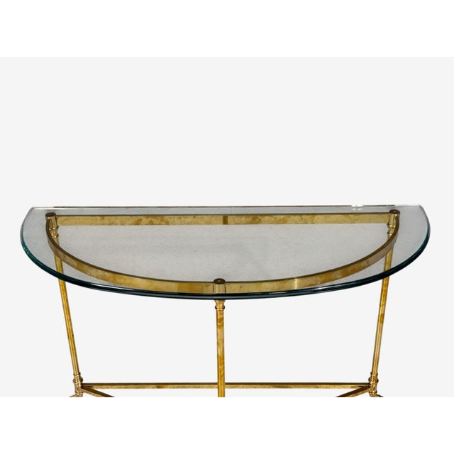 Brass LaBarge, German Modern, Demilune Console Table, Brass, Glass, Germany, 1970s For Sale - Image 8 of 14
