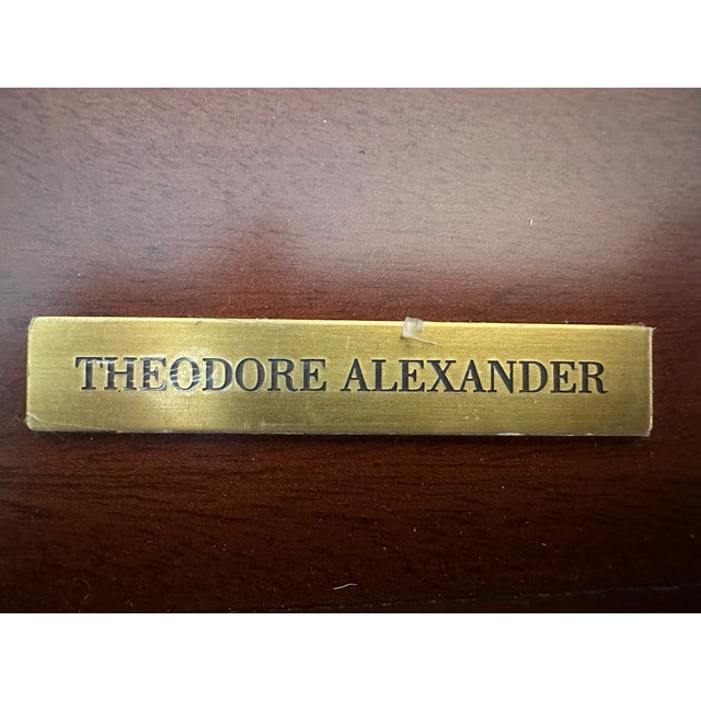 Theodore Alexander Mahogany Desk With Cast Brass Accents and Two Drawers For Sale - Image 12 of 12