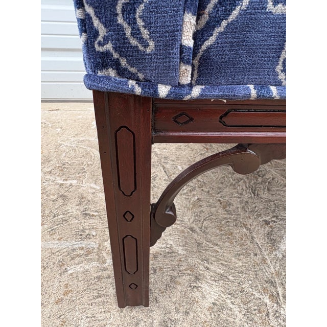 Textile Vintage Pair of Newly Upholstered Cut Velvet Club Chairs. For Sale - Image 7 of 12