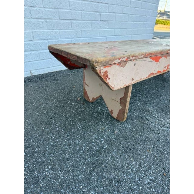 Antique Early American Rustic Style Painted Bench For Sale - Image 13 of 15