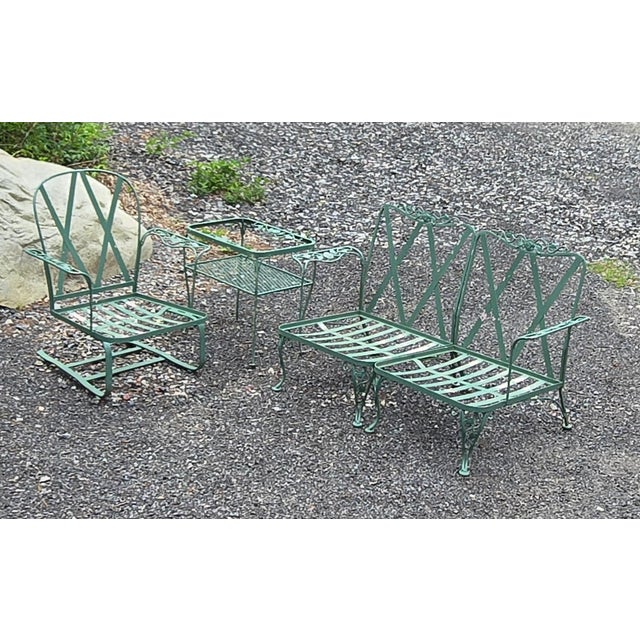 Mid-Century Modern Vintage Woodard Wrought Iron Patio Set - 4 Pieces For Sale - Image 3 of 12
