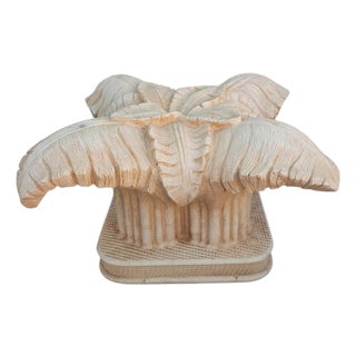 Vintage Serge Roche Style Regency Carved Palm Leaf Coffee Table For Sale