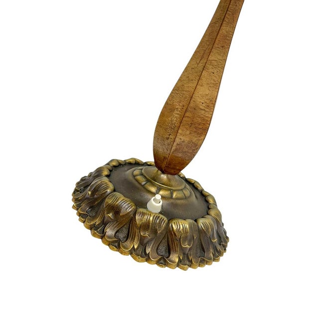 Vintage French Art Nouveau Brass and Wood Desk Lamp, 1920s For Sale - Image 11 of 15
