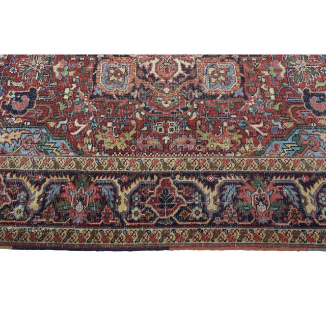 Antique Hand-Knotted Heriz Rug , 1890s For Sale - Image 9 of 13