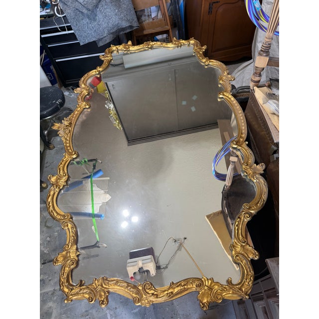 Mid Century Italian Baroque-Style Carved Gilt Mirror For Sale - Image 9 of 12