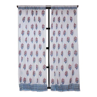 Nargis 45" X 96" Orange & Blue Curtain For Sale