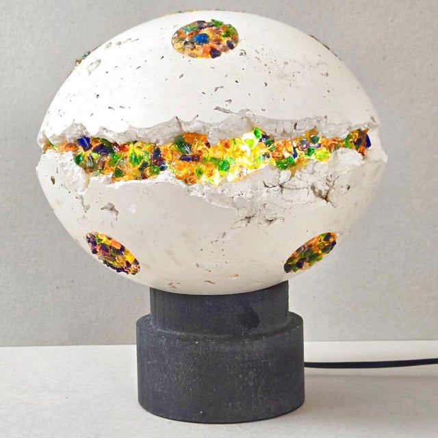 Vintage Space Age UFO Planet Table Lamp in Plaster and Glass, 1970s For Sale - Image 16 of 16