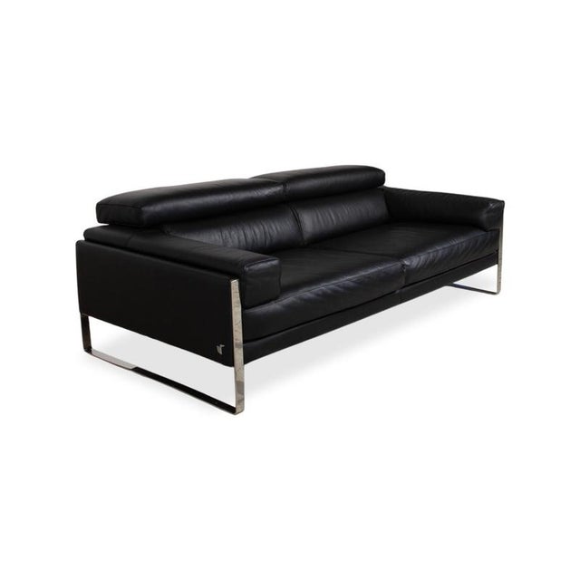 Modern Romeo 2-Seater Sofa in Black Leather and Chrome from Calia For Sale - Image 3 of 17
