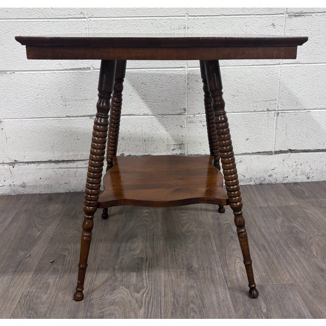 Early 20th Century Antique Victorian Solid Mahogany Plank Top Side Table Lamp Table For Sale - Image 5 of 10