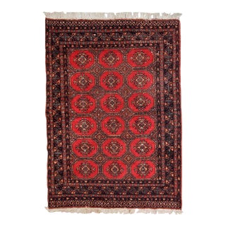 1960s Handmade Vintage Uzbek Bukhara Rug For Sale