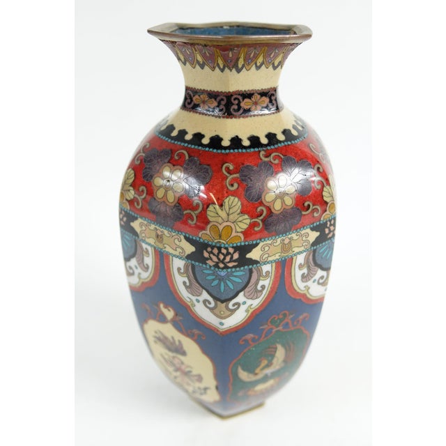 Early 20th Century Antique Far East Hexagonal Cloisonne For Sale - Image 5 of 10