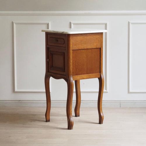 Antique Bedside Table with White Marble Top, France, 1900s For Sale - Image 5 of 10