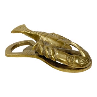 Mid 20th Century Brass Lobster Receipt Clip Bottle Opener For Sale
