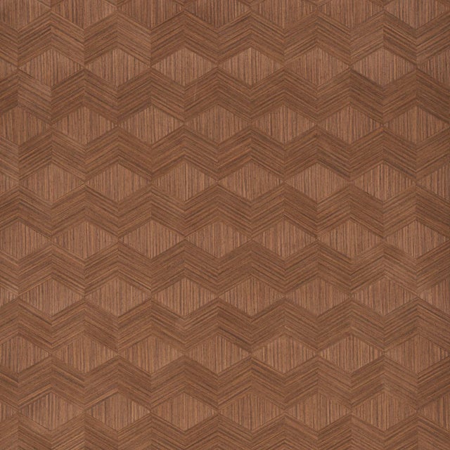 Contemporary Schumacher Chevron Inlay Wallpaper in Walnut For Sale - Image 3 of 5
